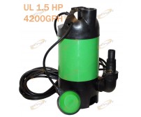 UL 1.5 HP 1100W Submersible Pool Pond Auto Drain Sub Water Pump 4200GPH Dirty/CL